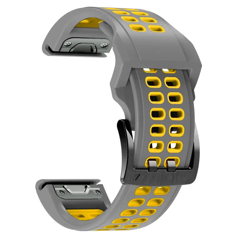 Garmin QuickFit Silicone Band - Solid and Perforated in Gray / Yellow - Perforated