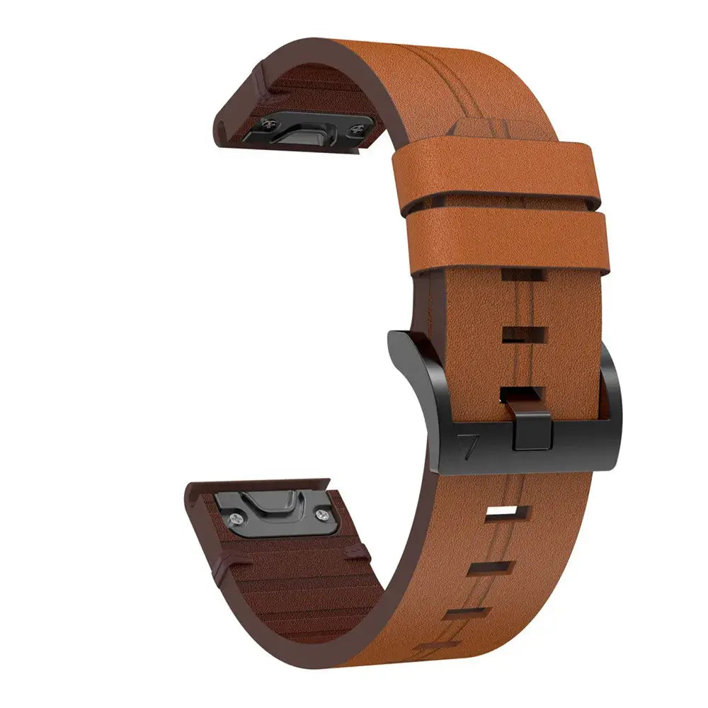 Garmin QuickFit Leather Band with Double Keepers in Brown