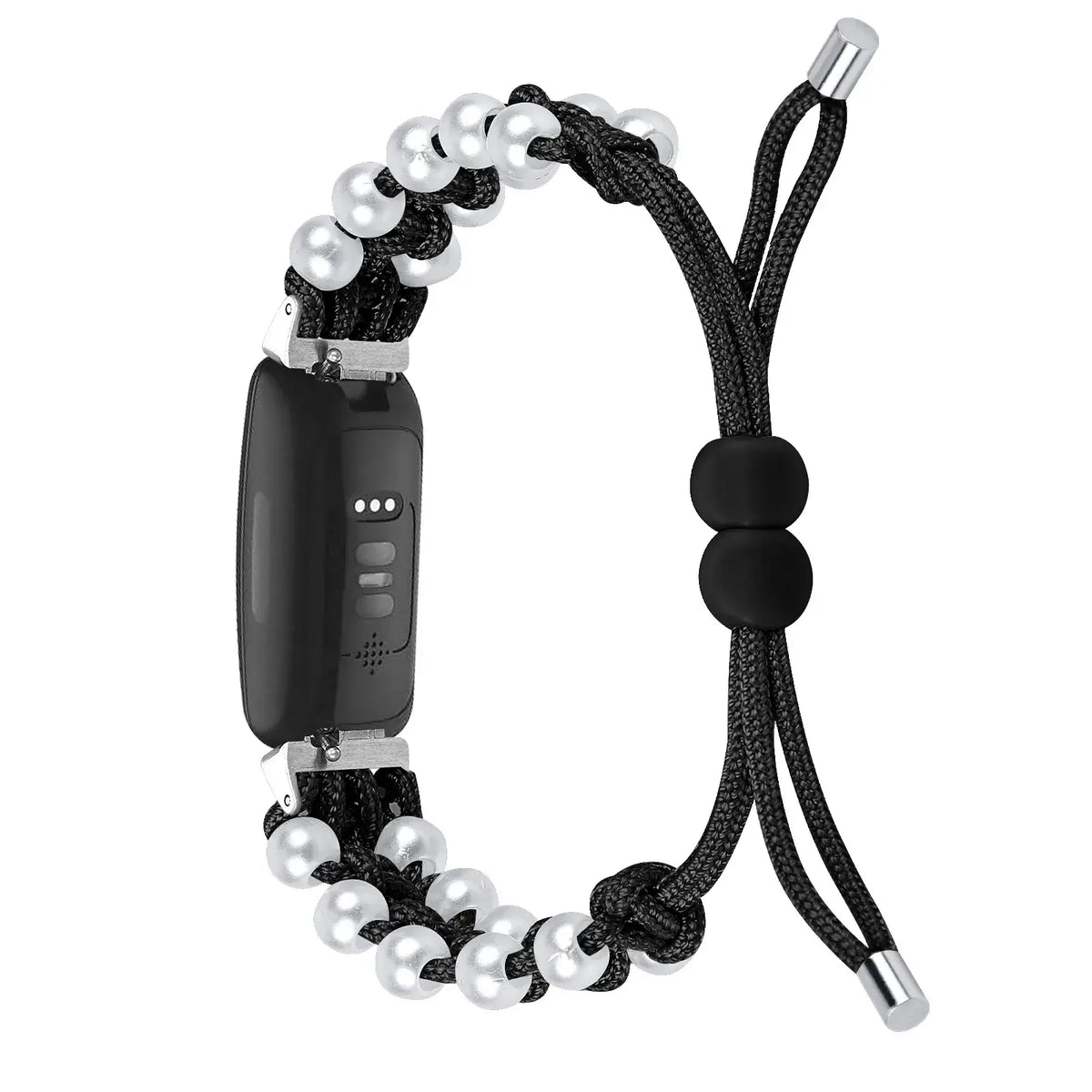 Fitbit Inspire Braided Cord & Pearl-Style Bead Band - Black