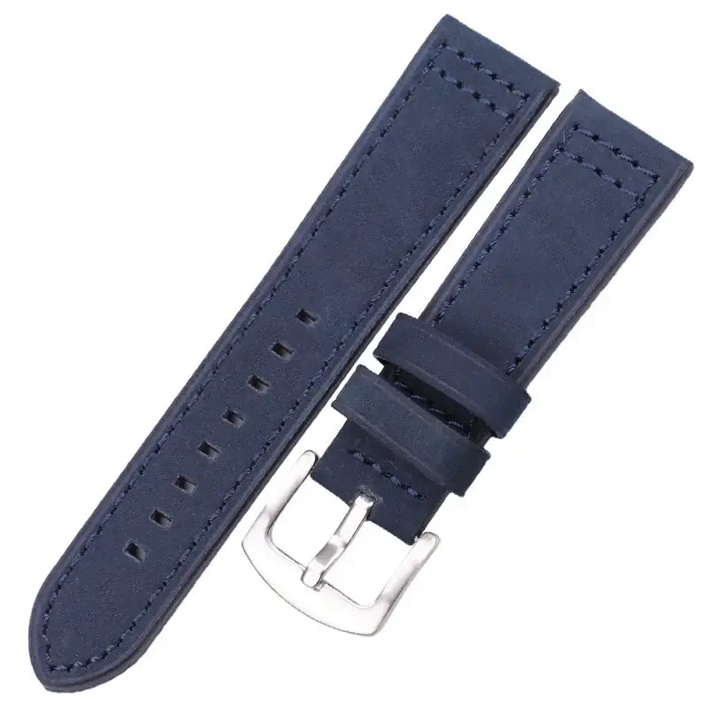 Samsung Galaxy Watch Box-Stitch Leather Band in Navy Blue / Silver Buckle