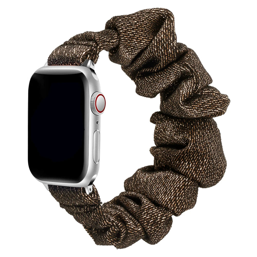 Elastic Scrunchie Apple Watch Band - Prints & Shimmer in Bronze Shimmer