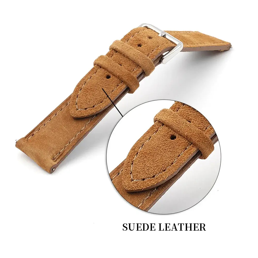TicWatch Suede Leather Stitched Band - Suede texture and stitching close-up