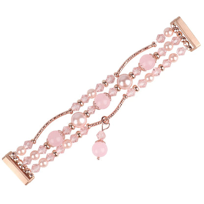 Pink Fitbit Versa 4, Versa 3, Sense 2 and Sense Pearl Beaded Bracelet Band