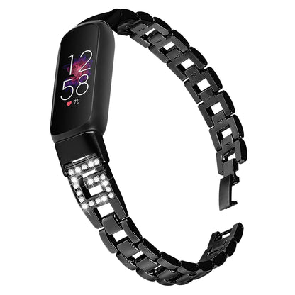 Black Fitbit Luxe Stainless Steel Bracelet Band with Sparkling G-Links