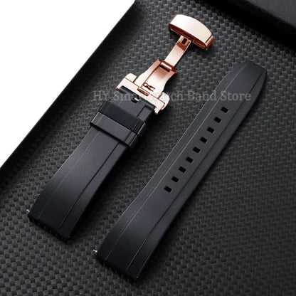 Garmin Silicone Butterfly Clasp Band in Black with Rose Gold Clasp