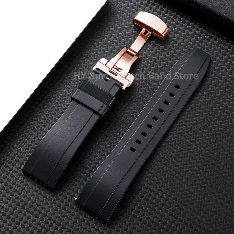 Garmin Silicone Butterfly Clasp Band in Black with Rose Gold Clasp