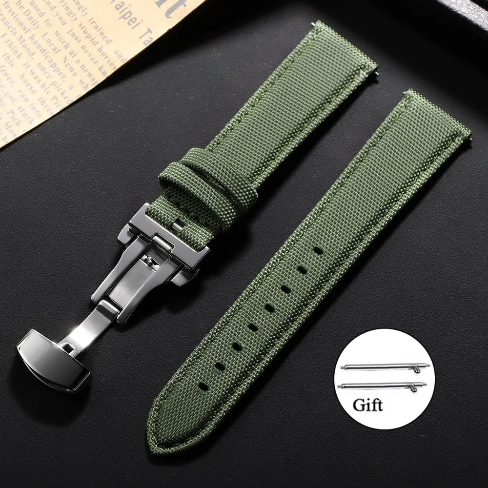 COROS Sailcloth Nylon Watch Band with Butterfly Clasp - Olive Green