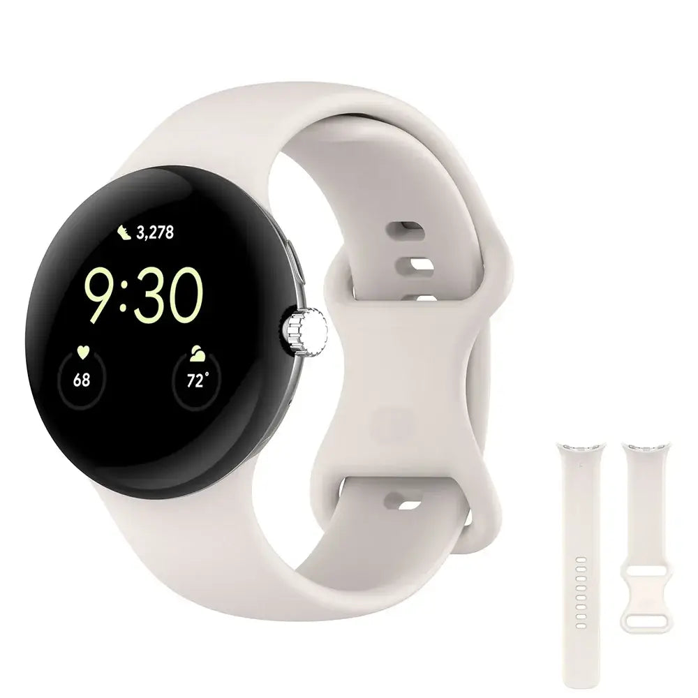 Smooth Silicone Google Pixel Watch Band in Ivory