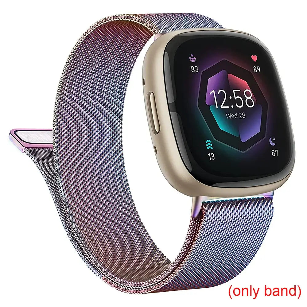 Fitbit Versa 3/4 & Sense 1/2 Magnetic Mesh Band - Iridescent Rainbow