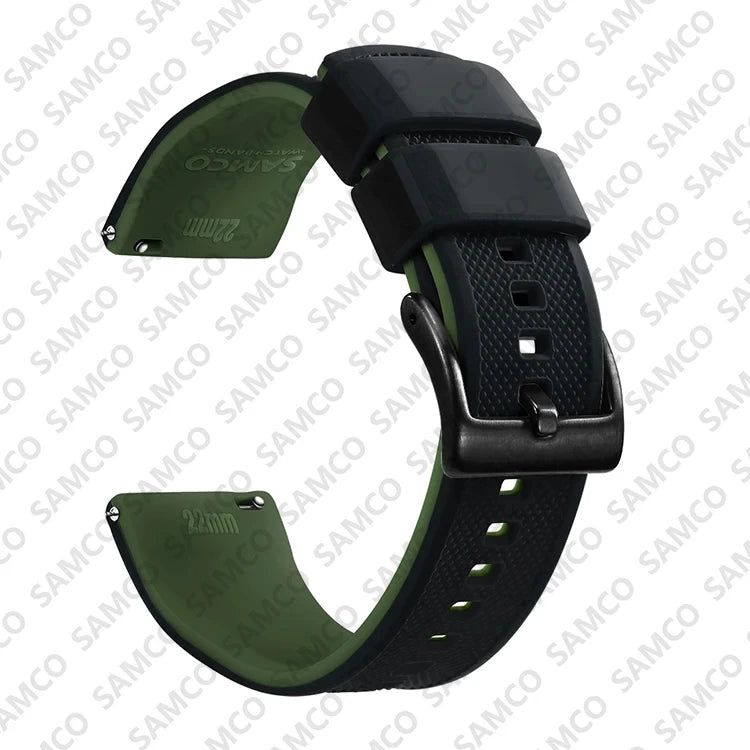 Motorola Moto Textured Silicone Band with Buckle Choices — Black / Army Green / Black Buckle