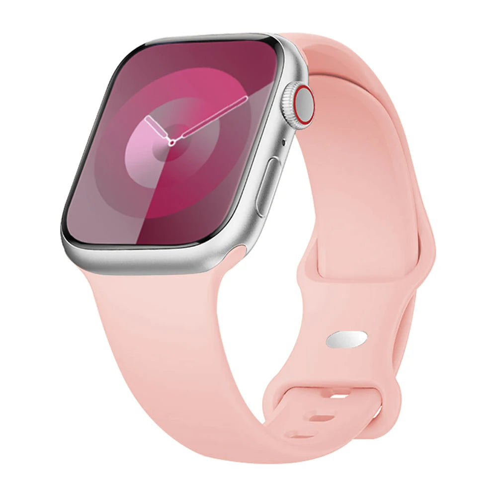 Smooth Silicone Apple Watch Sport Band with Pin Closure in Peach Pink