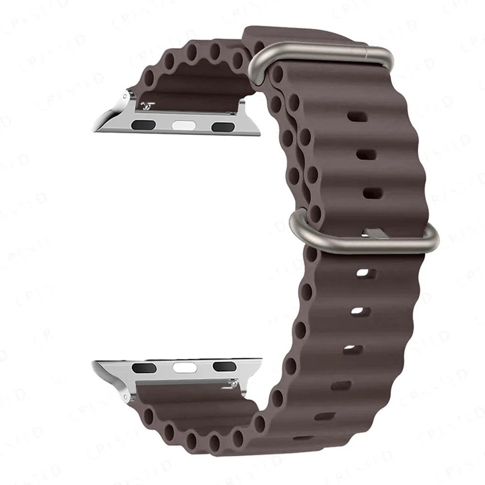 Ribbed Silicone Apple Watch Band - Solid & Two-Tone in Dark Taupe