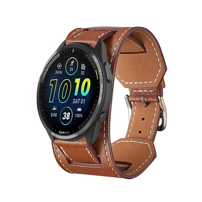 Brown Garmin 20/22mm Quick Release Leather Cuff Band