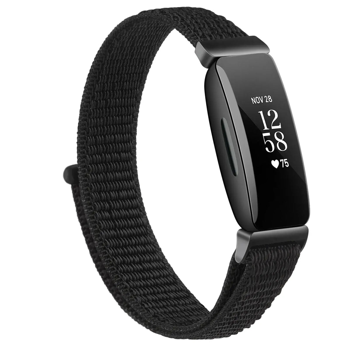 Fitbit Inspire 1/2/HR Nylon Hook-and-Loop Band - Black