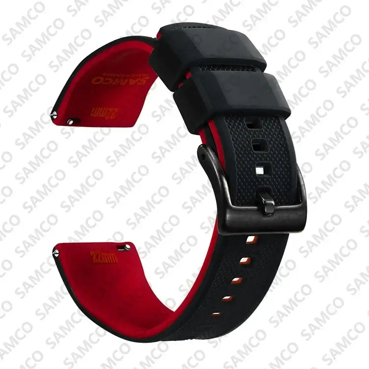 Amazfit Textured Silicone Band with Buckle Choices — Black / Red / Black Buckle