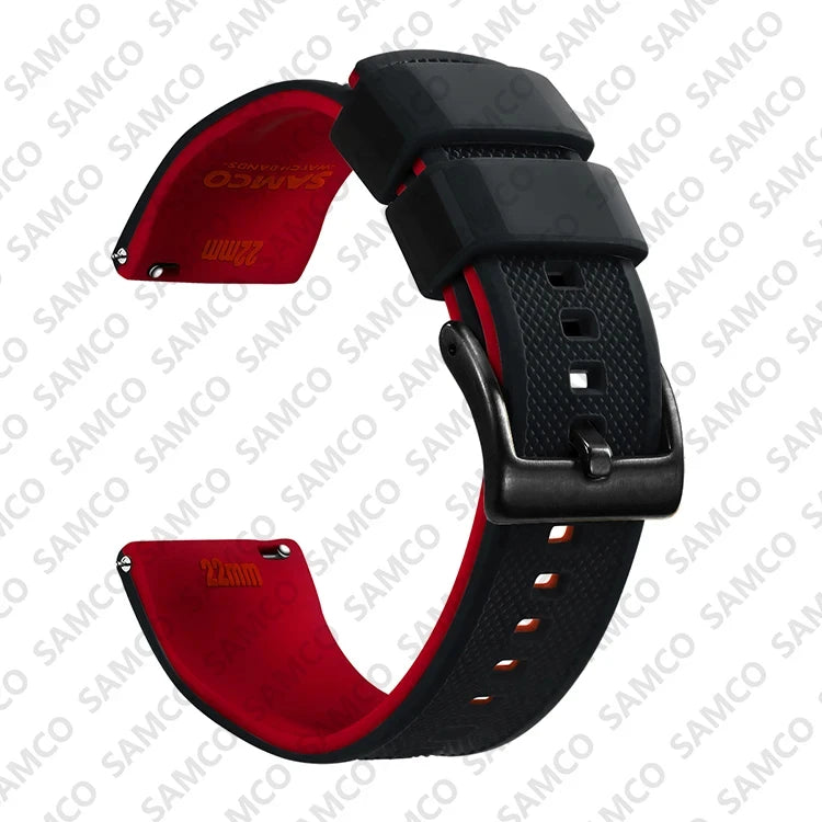 Motorola Moto Textured Silicone Band with Buckle Choices — Black / Red / Black Buckle