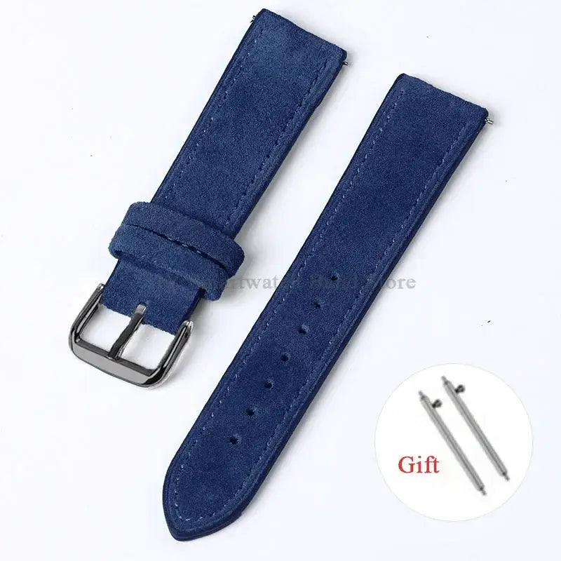 Amazfit Suede Leather Band with Buckle Options — Navy Blue / Black Buckle