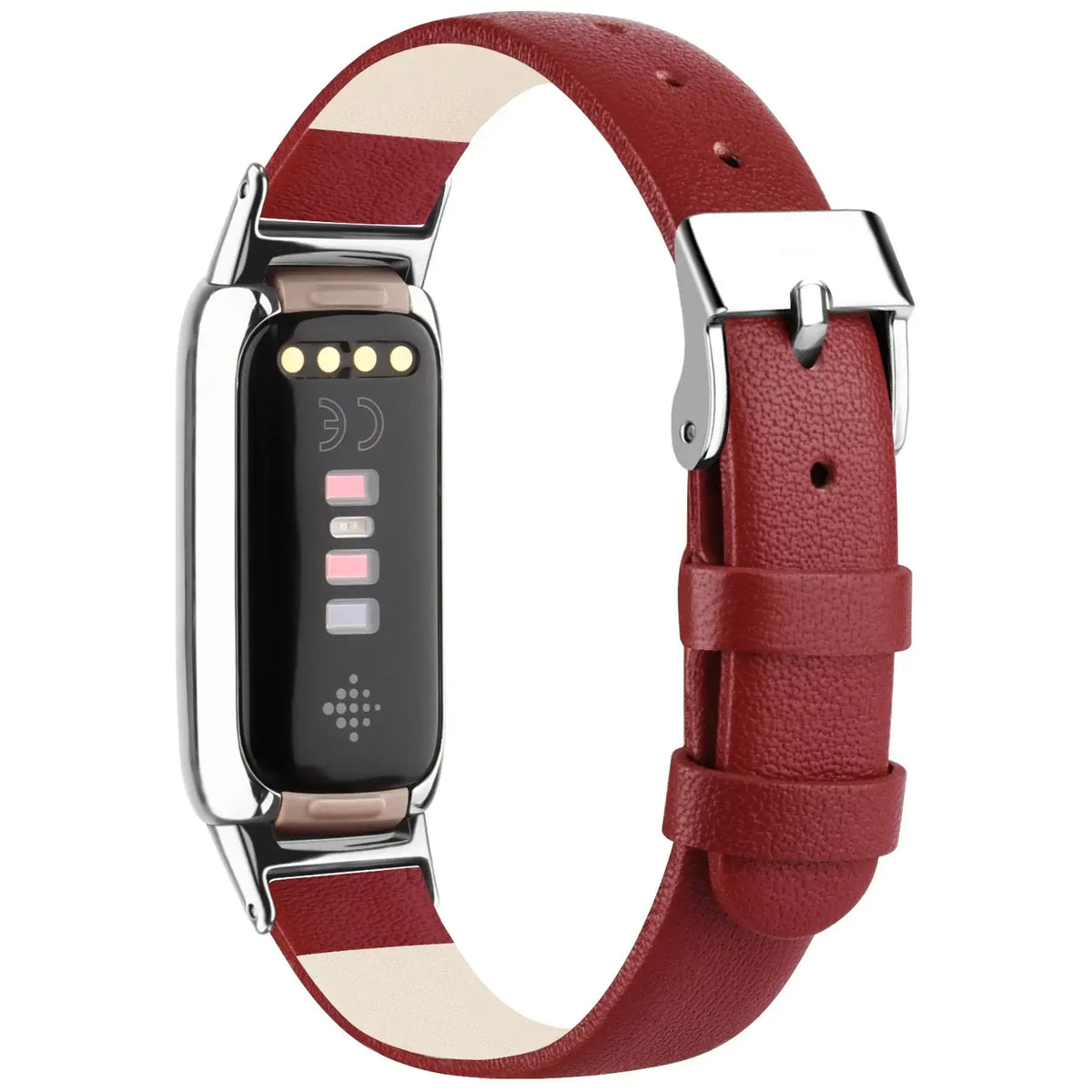 Fitbit Luxe Leather Band with Floral & Glitter Options - Red