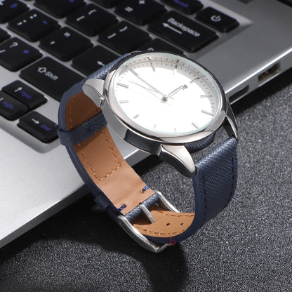 Garmin 18/20/22mm Quick Release Saffiano Leather Band in navy on a watch