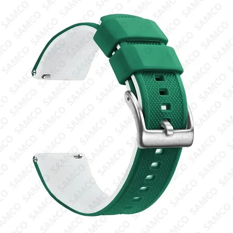 Amazfit Textured Silicone Band with Buckle Choices — Green / White / Silver Buckle