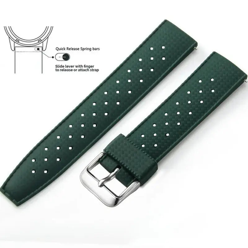 Tropic Silicone Band for Amazfit – Forest Green / Silver Buckle (Option 1)