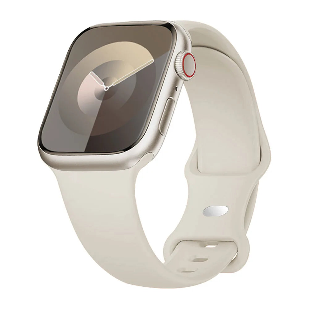 Smooth Silicone Apple Watch Sport Band with Pin Closure in Ivory