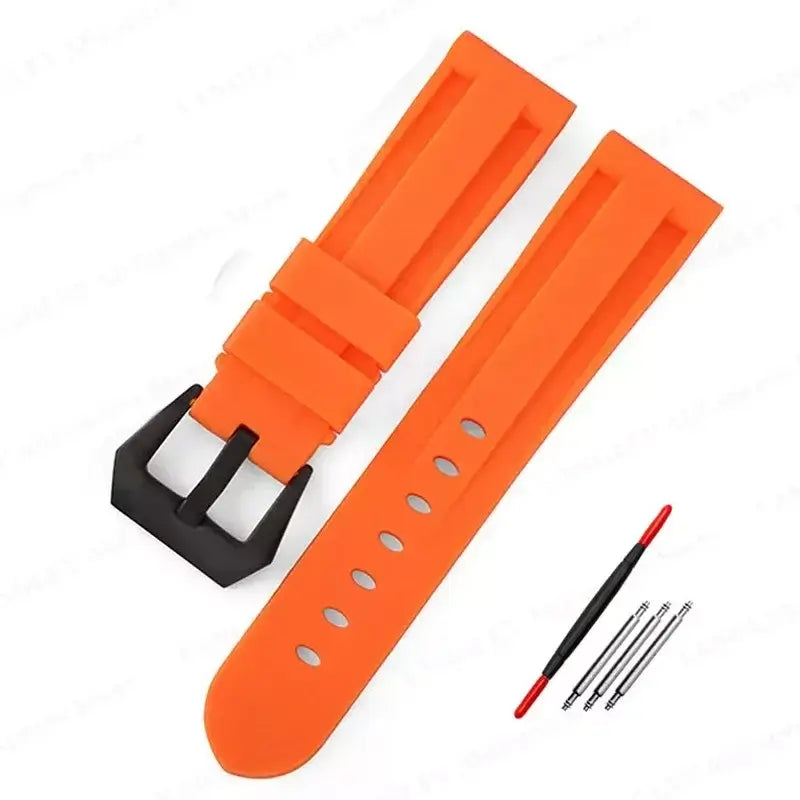 TicWatch Recessed-Panel Silicone Band - Orange / Black Buckle
