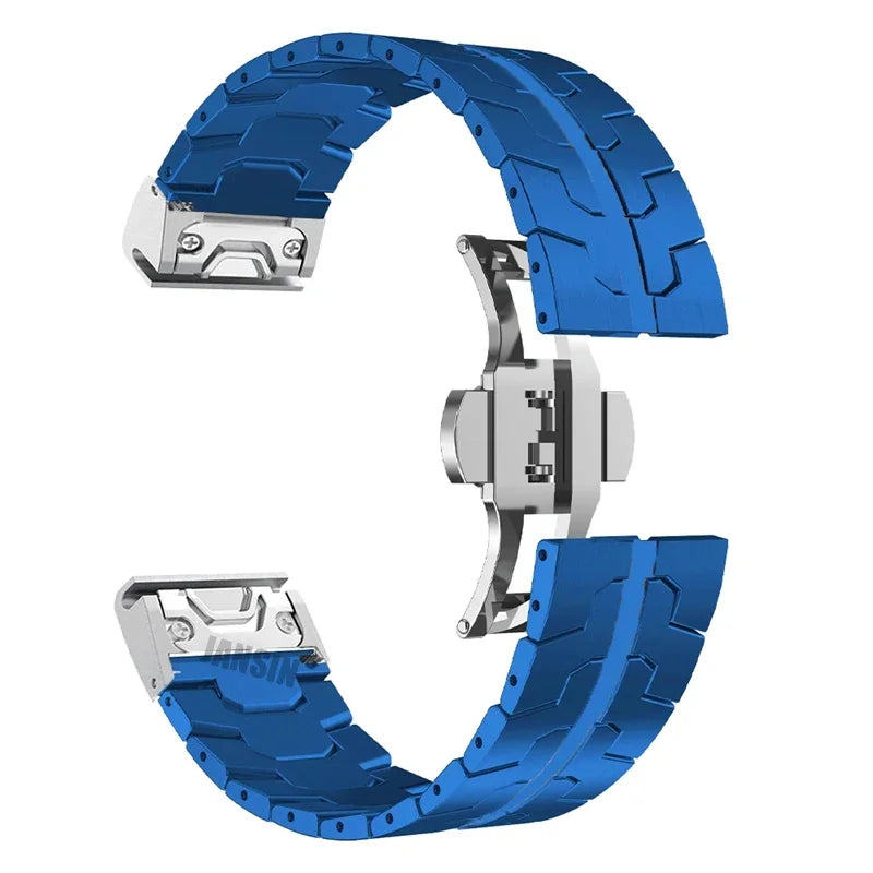 Blue Garmin QuickFit 22/26mm Stainless Steel Bracelet with Color Stripe