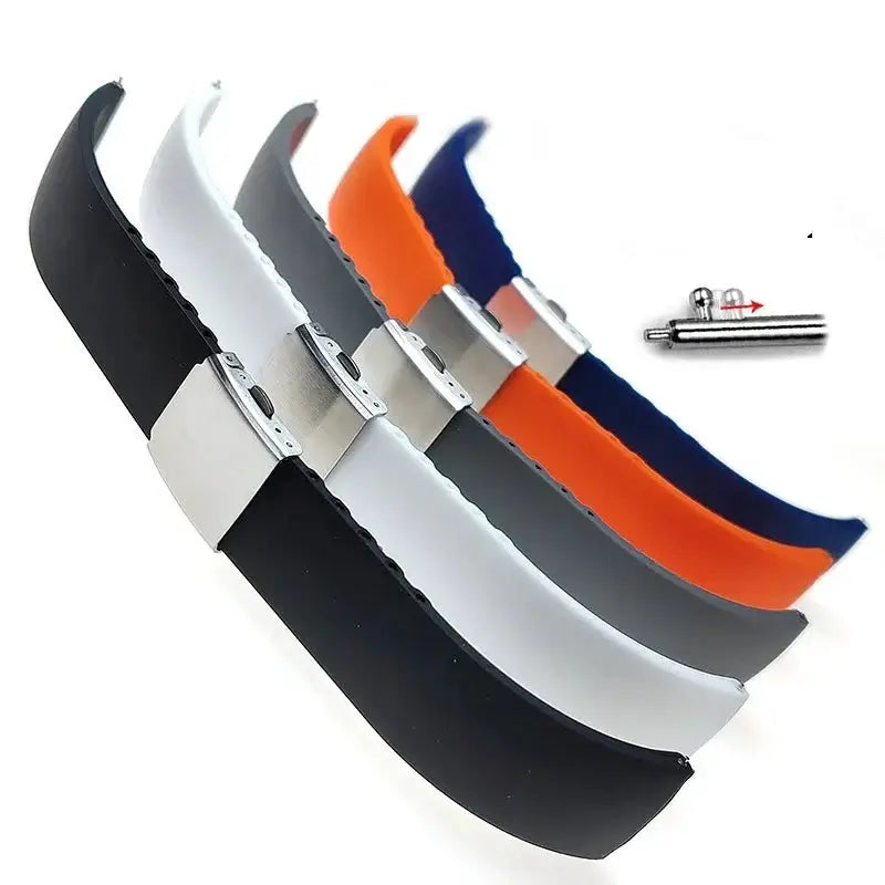 Silicone folding-clasp bands in five colors