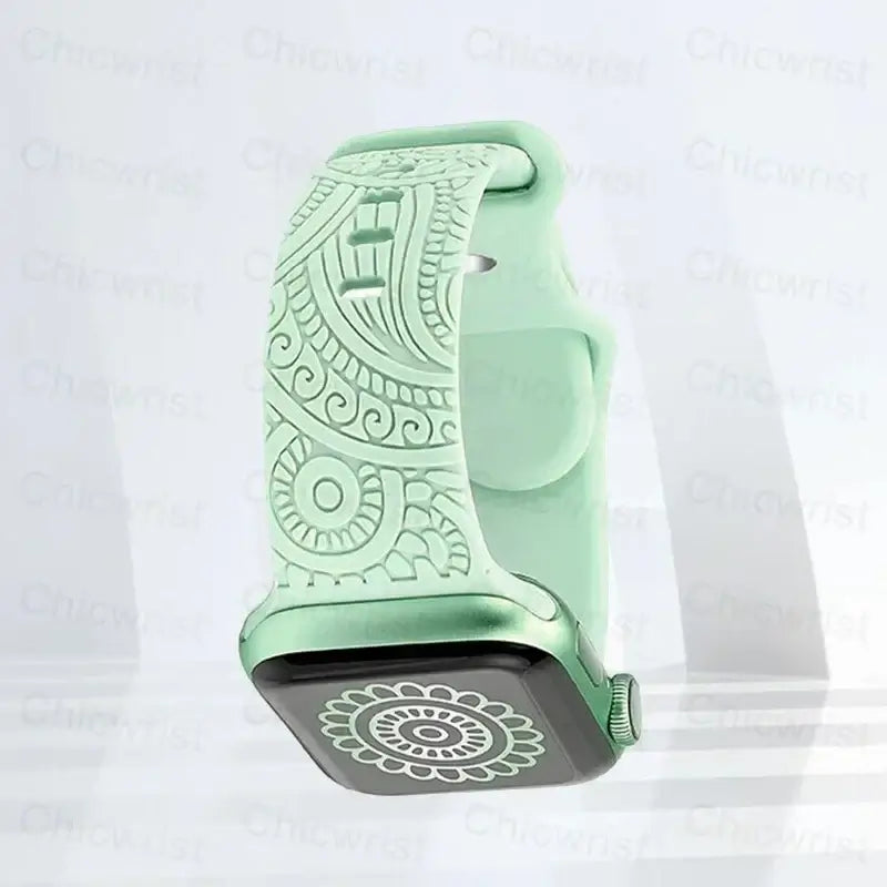 Mint Green Ornamental silicone Apple Watch band