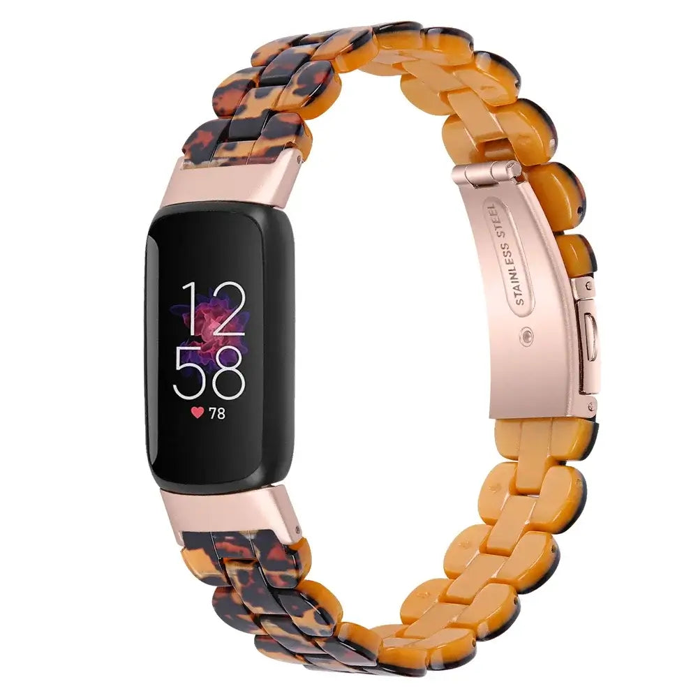 Fitbit Luxe Marbled & Tortoiseshell Resin Band - Amber Tortoiseshell / Rose Gold