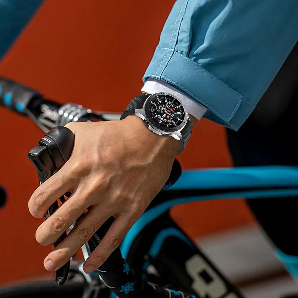 Silicone strap worn beside a bicycle — BandsCo Straps