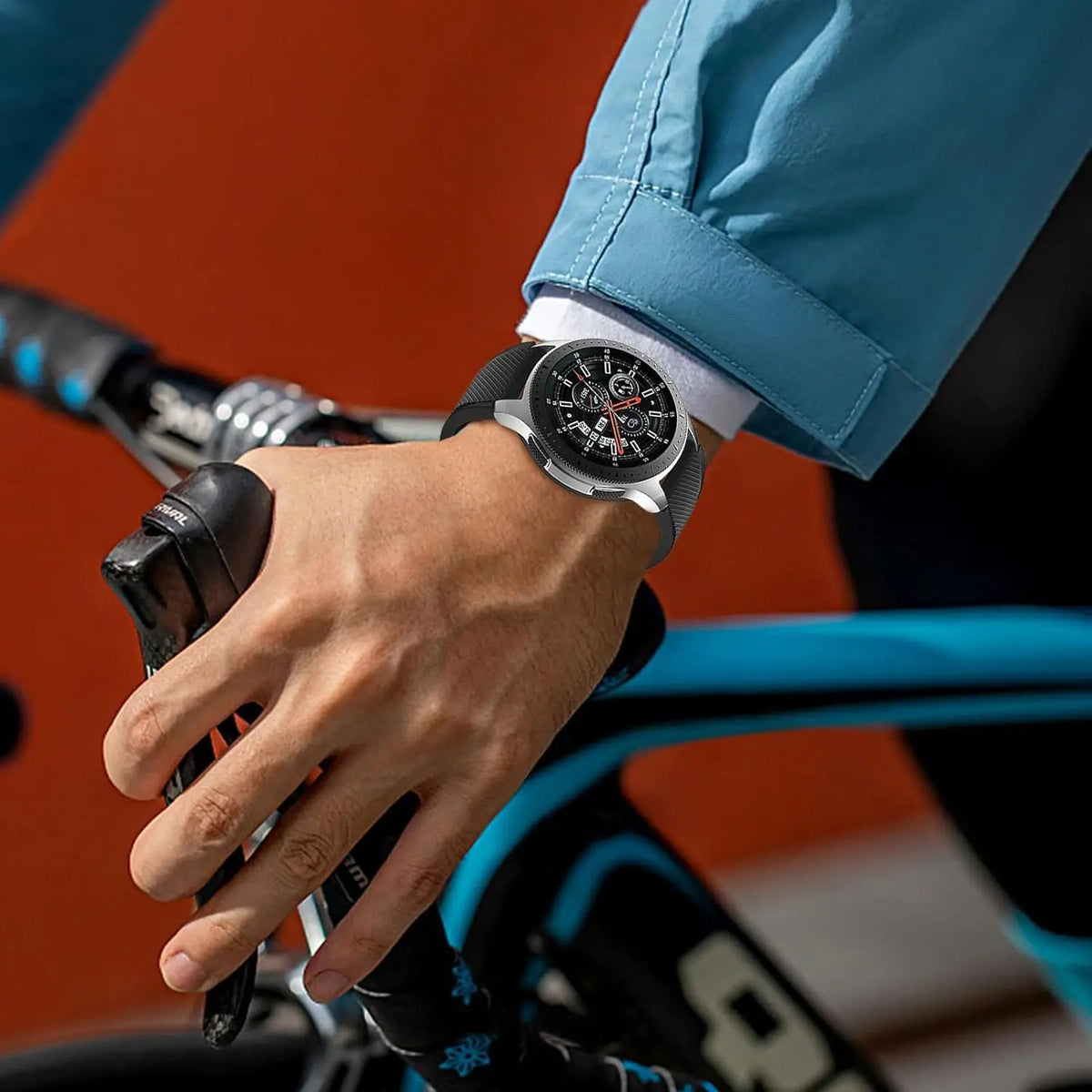 Polar Textured Silicone Band with Wide Keeper – band worn while cycling