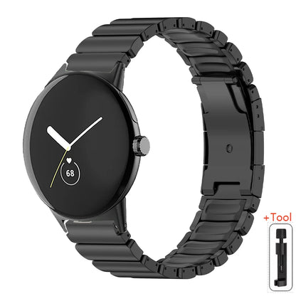 Black Google Pixel Watch 5, 4 and 3 45mm Titanium and Silicone Link Band