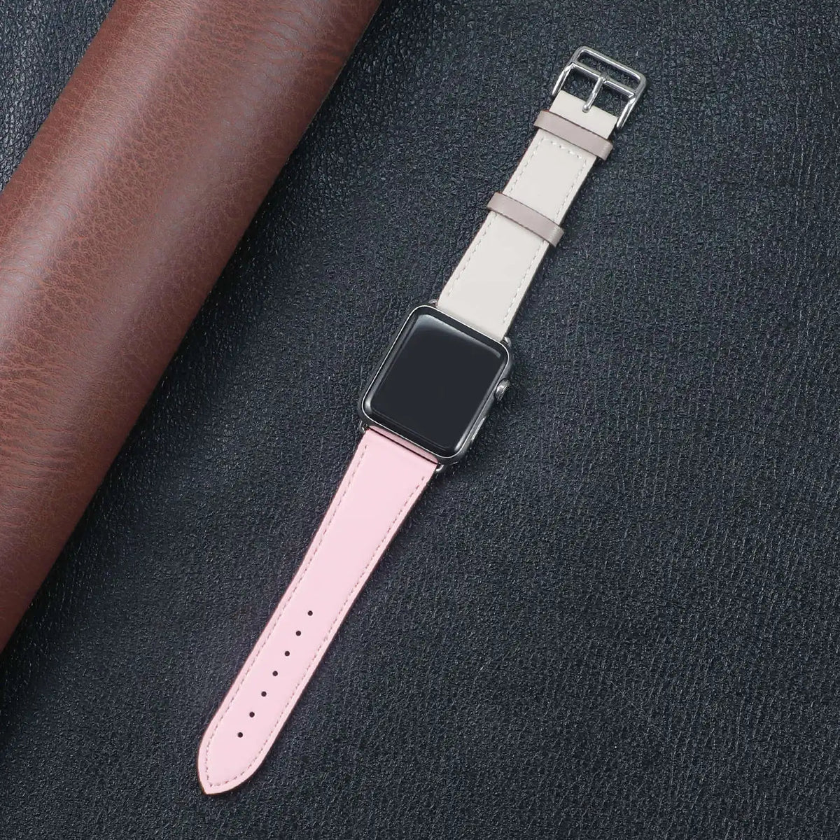 Fabric Apple Watch Strap - Solid, Two-Tone & Printed in Pink / Light Gray