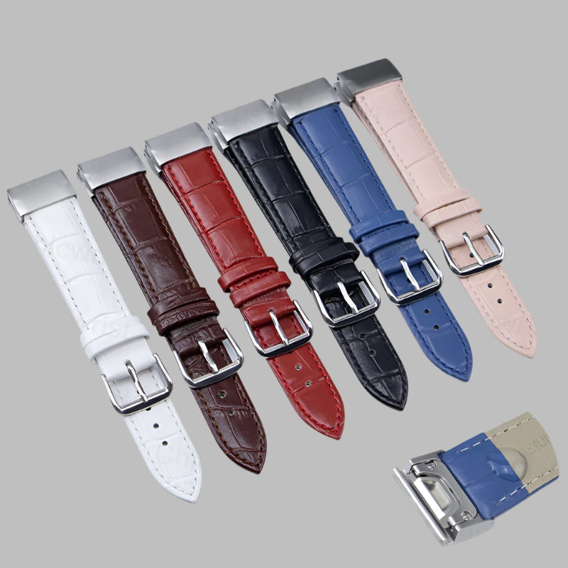Garmin QuickFit Croc-Embossed Leather Band embossed leather straps in six colors with connector detail