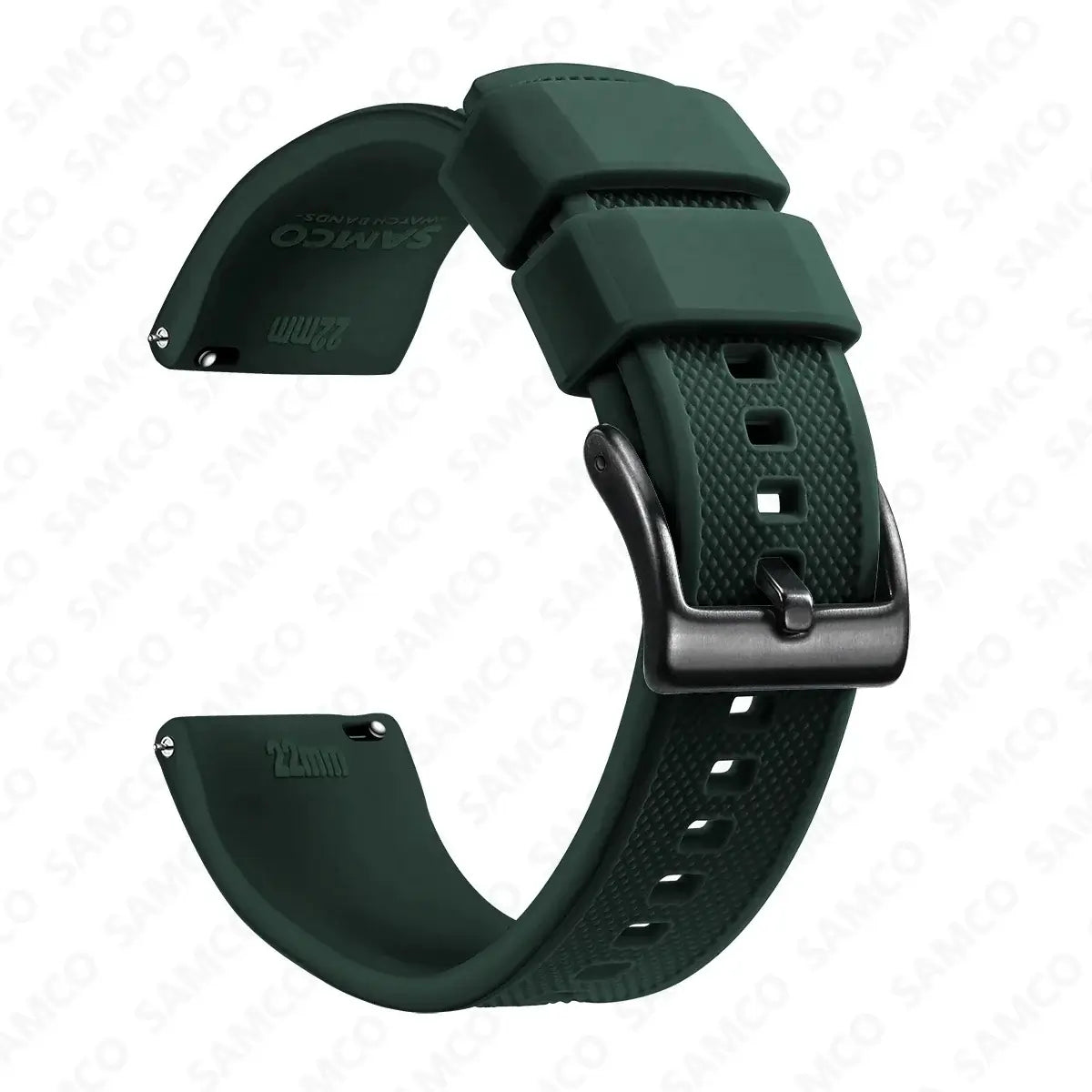 Amazfit Textured Silicone Band with Buckle Choices — Forest Green / Black Buckle