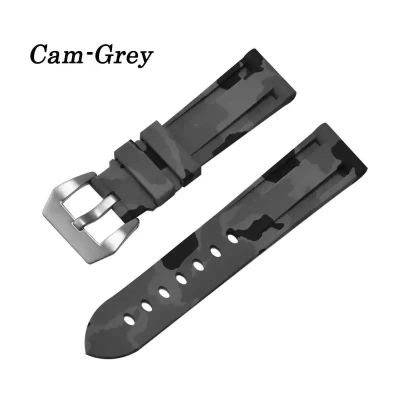 Samsung Galaxy Watch Camo Silicone Band in Gray Camo / Silver Buckle