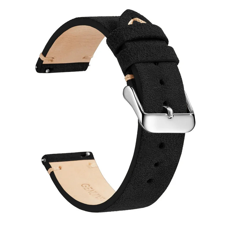 Motorola Moto Suede Leather Band with Buckle Color Options — Black / Silver Buckle
