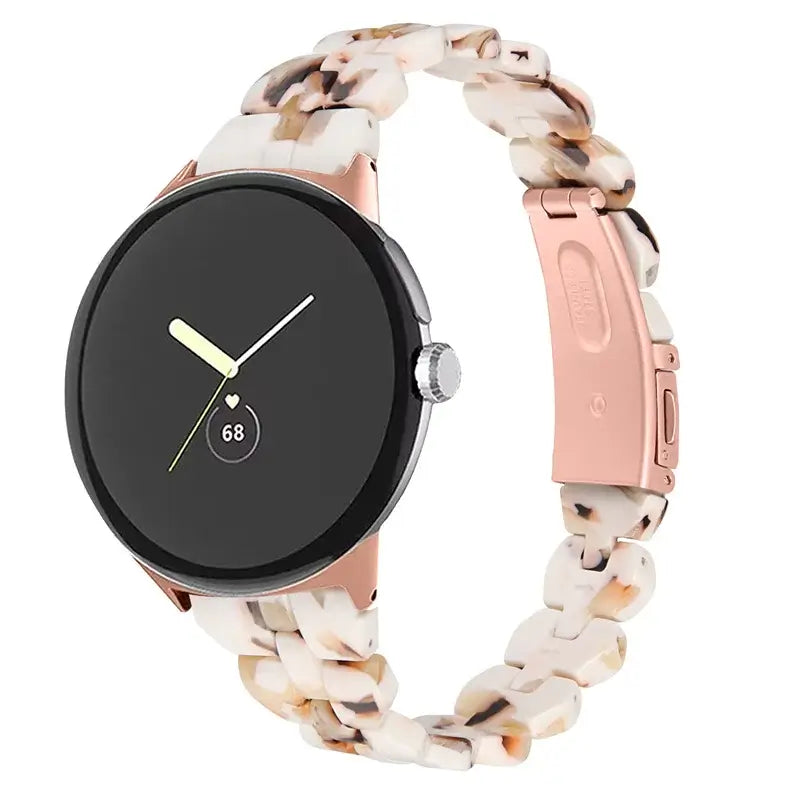 Resin Link Google Pixel Watch Bracelet in Cream / Brown Marble