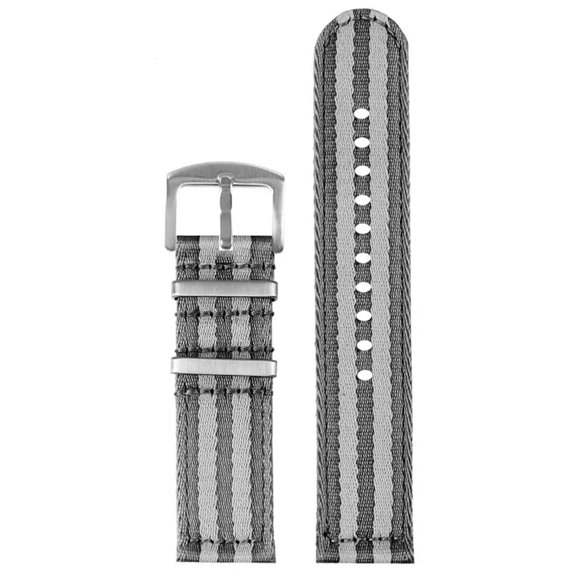 COROS Nylon Band with Rectangular Metal Keepers – Silver Gray Stripes