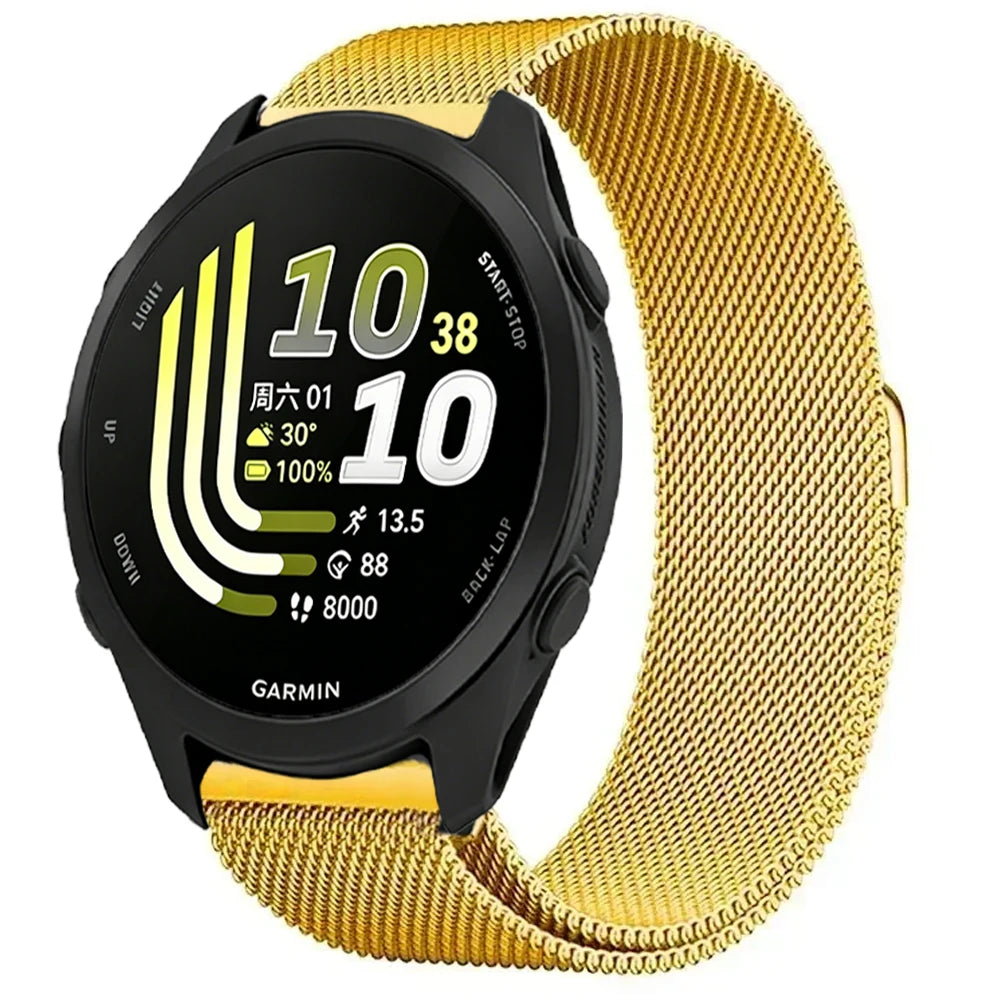 Gold Garmin 20/22mm Quick Release Magnetic Milanese Band