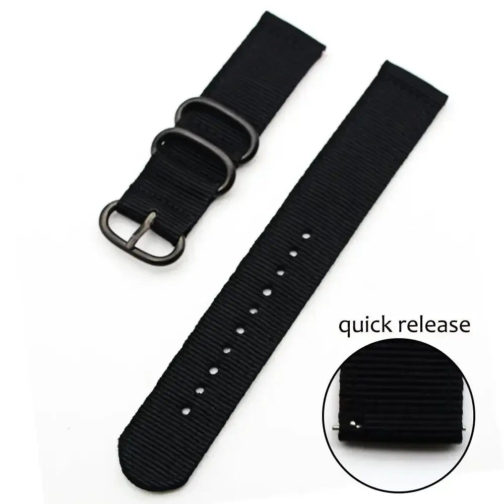 Black nylon strap showing quick-release attachment — BandsCo Straps