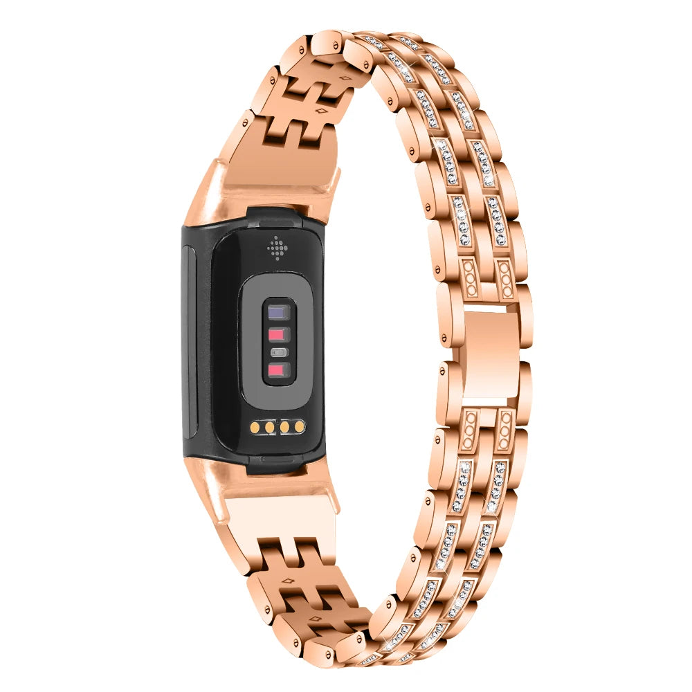 Fitbit Charge Rhinestone Triple-Row Metal Band - Rose Gold