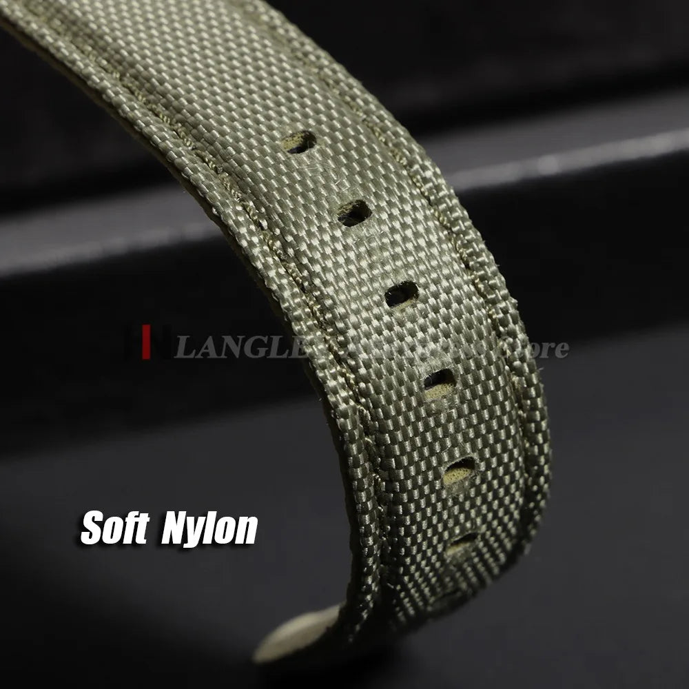 Polar Sailcloth Nylon Watch Band with Butterfly Clasp — Woven nylon surface