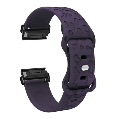 Dark Purple Garmin QuickFit 22/26mm Embossed Silicone Band with Tuck Closure