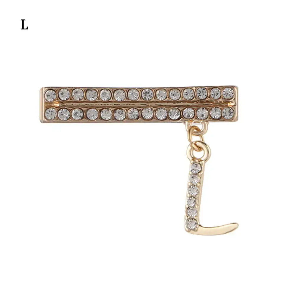 Decorative gold letter charm with rhinestones for Apple Watch band, featuring an elegant "L" design.