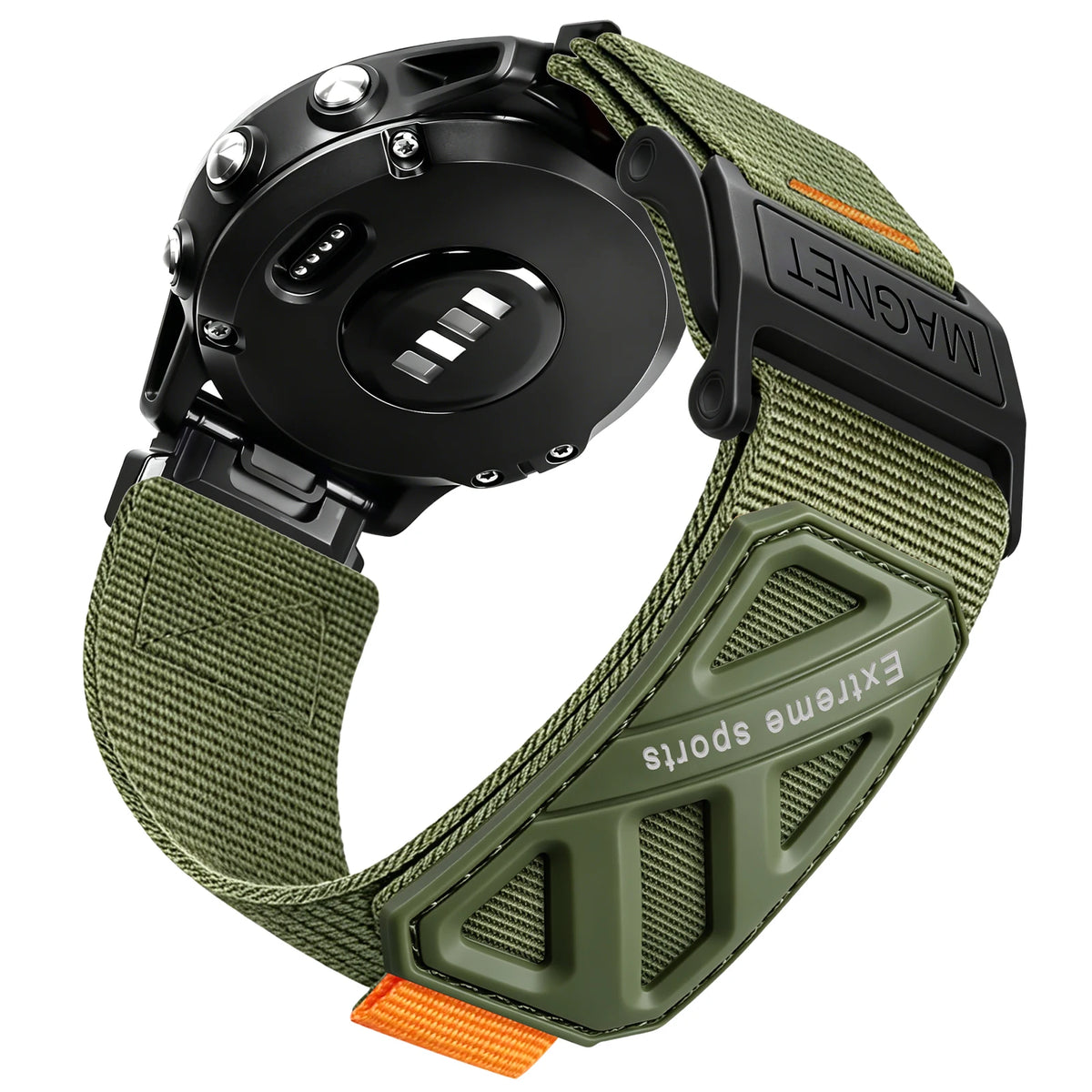 Army Green Garmin QuickFit 22/26mm Nylon Sport Band with Magnet Buckle