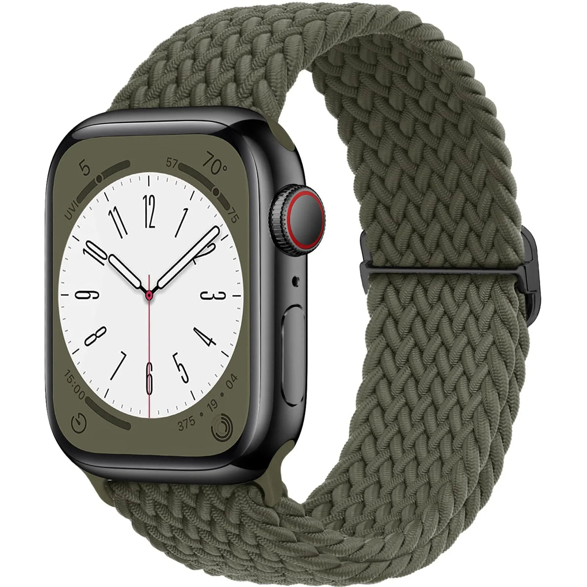 Stretch Braided Nylon Apple Watch Loop with Slider in Olive Green