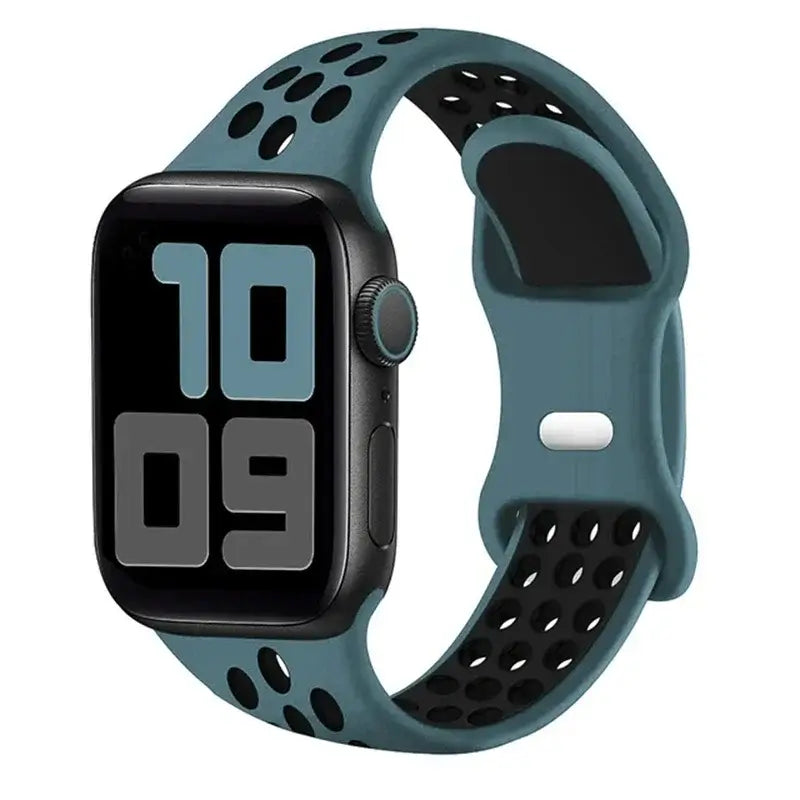 Slate Blue / Black perforated silicone Apple Watch sport band